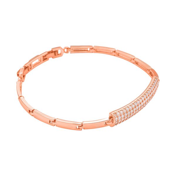 Wei&szlig;es Zirkonia-Armband, ca. 19 cm, Ros&eacute;farben image number 3