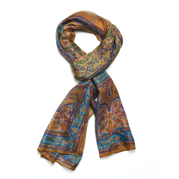 Luxuri&ouml;ser Seidenschal mit Paisleymuster, 100%  feinste Seide, Gold image number 8