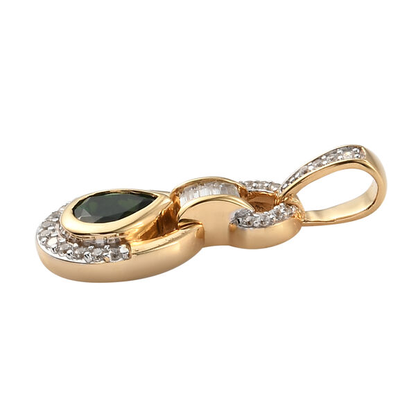 Nat&uuml;rlicher Chromdiopsid und Zirkon Anh&auml;nger 925 Silber vergoldet ca. 1,26 ct image number 4