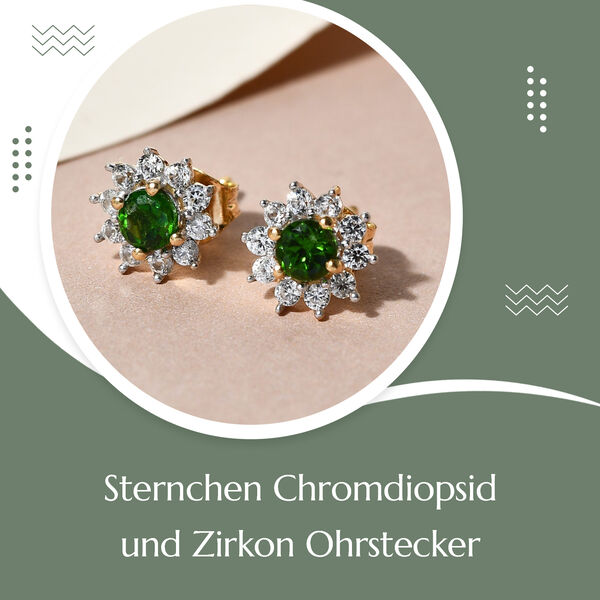 Nat&uuml;rliche Chromdiopsid und Zirkon-Ohrstecker - 1,15 ct. image number 7