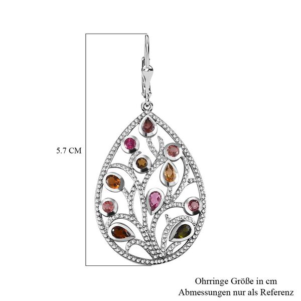 AA Mehrfarbig-Turmalin Ohrringe 925 Silber platiniert ca. 3,49 ct. image number 5