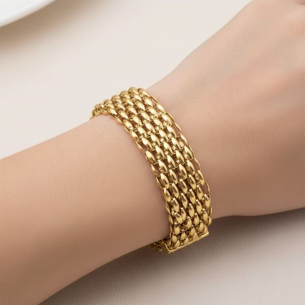 Reiner Edelstahl IP-Gelbbeschichtung Armband ca. 19 cm + 3.5 cm Extender, ca. 20,50g image number 2