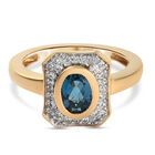London Blau Topas und Zirkon Ring 925 Silber vergoldet (Größe 17.00) ca. 1,13 ct