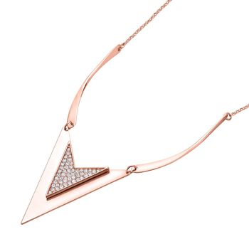 Wei&szlig;e Kristall-Halskette in Ros&eacute;goldton, 50 cm - 0,80 ct.