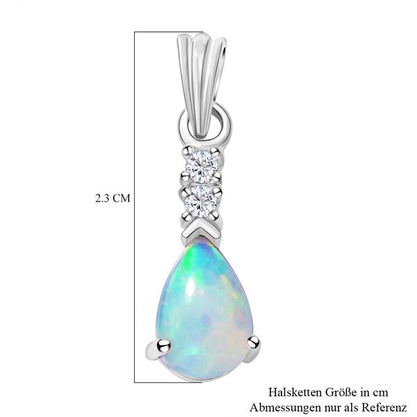 Nat&uuml;rlicher, &auml;thiopischer Opal und Zirkon-Anh&auml;nger in Silber image number 3