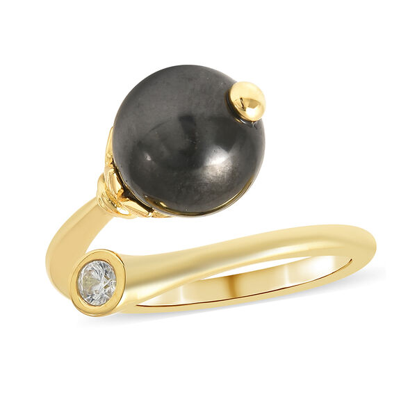 Shungit und Zirkon Ring 925 Silber vergoldet (Gr&ouml;&szlig;e 17.00) ca. 6,10 ct image number 4