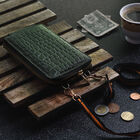 Unisex Brieftasche aus echtem Leder, Größe 17,7x2,5x10 cm, Dunkelgrün image number 1