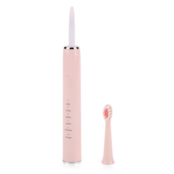 Sonic elektrische Zahnbürste mit 3 Zahnbürstenköpfen und 1 Silikon-Zungenbürstenkopf, 24,5x2,5cm, rosa image number 5