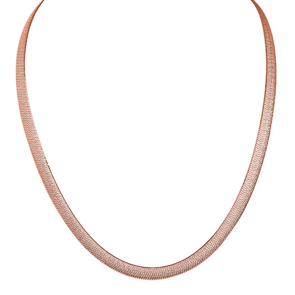 Chunky italienische Fischgr&auml;t-Flachkette in ros&eacute;vergoldetem Silber