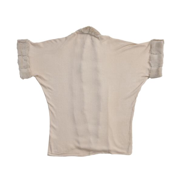 LA MAREY - Stilvoller langer Mantel mit Kunstpelzrand, 108x100cm, creme image number 5