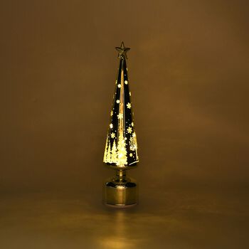 LED-Deko-Tannenbaum mit drehendem Licht, Glas, 9x41 cm, Gold