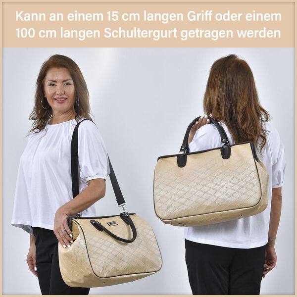 PASSAGE Weekender Reisetasche mit Rautenmuster, Cremefarben image number 10