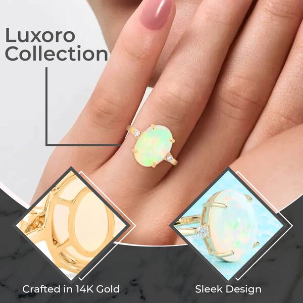 LUXORO AAA Nat&uuml;rlicher. &auml;thiopischer Welo Opal und Diamant Ring in 585 Gold - 3,60 ct. image number 2