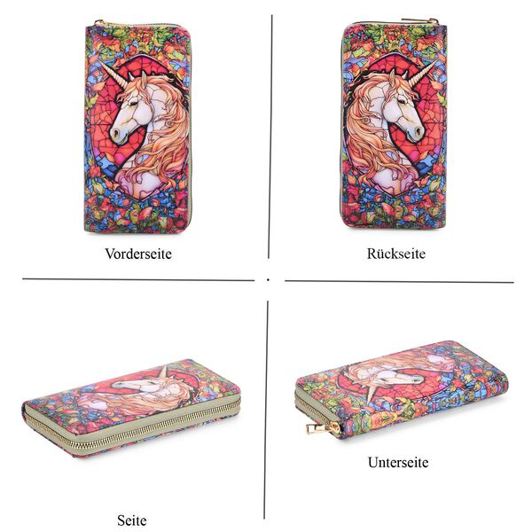 Geldbörsen-Set mit Einhornmuster und bedruckter Schal aus 100% Seide image number 4