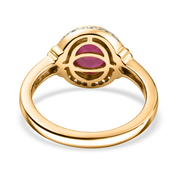 Fissure gef&uuml;llt Rubin und Zirkon Ring 925 Silber vergoldet  ca. 3,36 ct image number 8