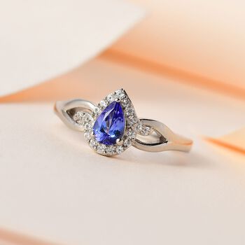 AAA Tansanit und Zirkon Ring - 0,57 ct.