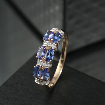 LUXURIANT DIAMOND- AAA Tansanit und Labor Diamant Ring in 375 Gold - 1,67 ct.