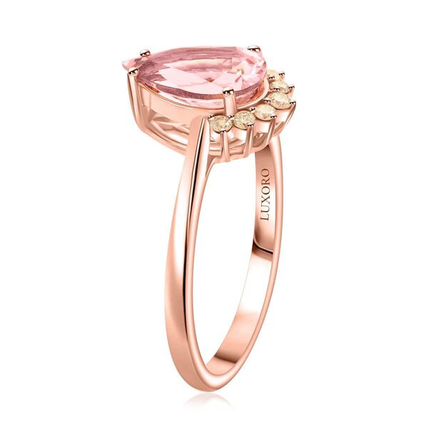 LUXORO zertifiziert und gepr&uuml;ft AAA Rosa Morganit und Diamant Ring in 585 Ros&eacute;gold - 1,35 ct. image number 3