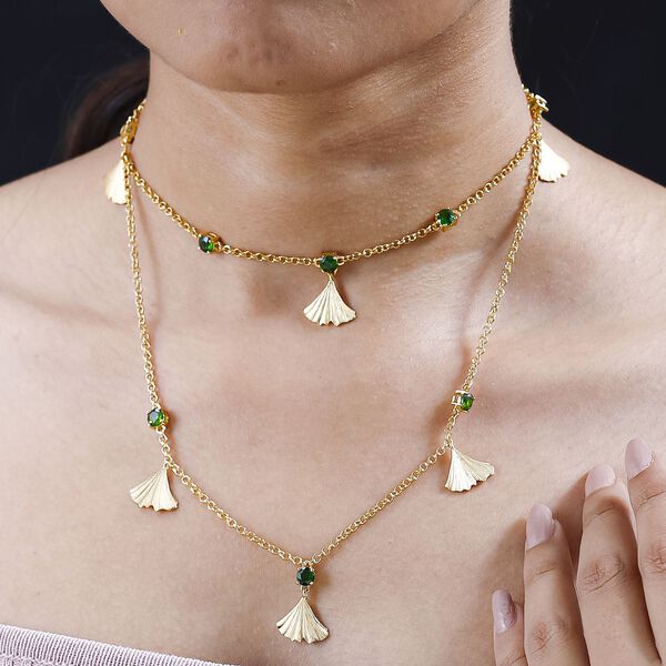 GP Italian Garden Kollektion- nat&uuml;rliche Chromdiopsid und blaue Kanchanaburi-Saphir 45cm Halskette - 4,03 ct. image number 2