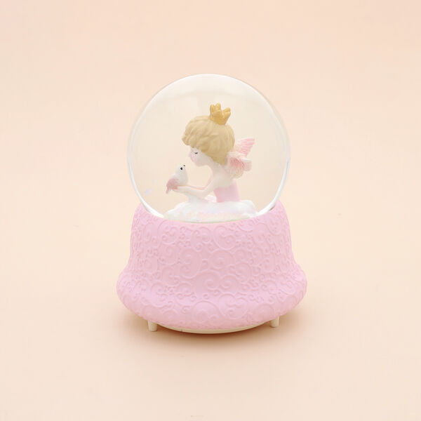 Glitzerkugel Musik und Licht, 15x10 cm, Mädchen und Vogel image number 6