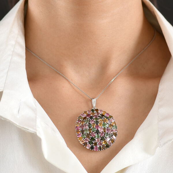 D'Joy AA Mehrfarbig-Turmalin Anh&auml;nger 925 Silber Rhodiniert ca. 15.02 ct image number 2