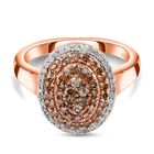 Natürlicher Champagner Diamant-Ring, 925 Silber Roségold Vermeil (Größe 17.00) ca. 0,75 ct