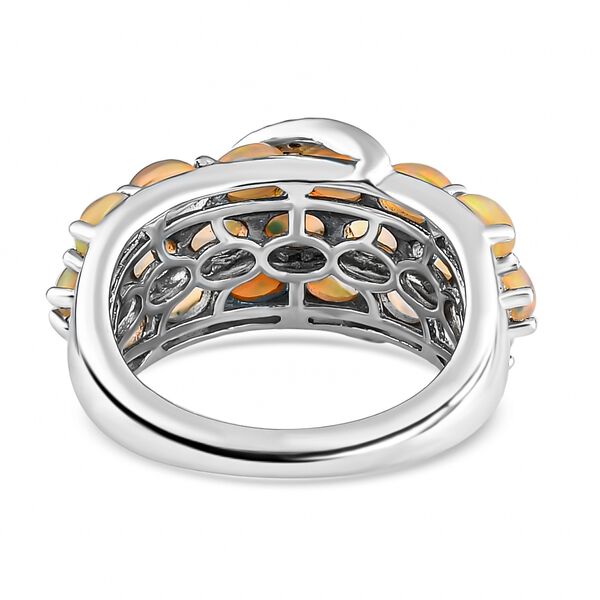 Natürlicher Äthiopischer Opal und schwarzer Spinell Ring 925 Silber platiniert image number 5