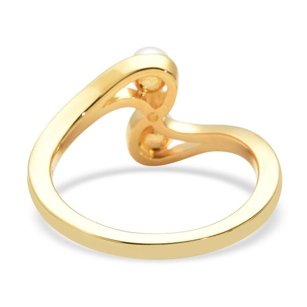 Japanische Akoya Perle und Zirkon Bypass Ring 925 Silber vergoldet  ca. 0,05 ct image number 5