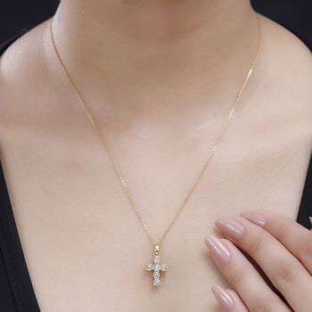 J Francis gefertigt mit SWAROVSKI- Wei&szlig;er Swarovski Kristall Anh&auml;nger, 925 Silber vergoldet