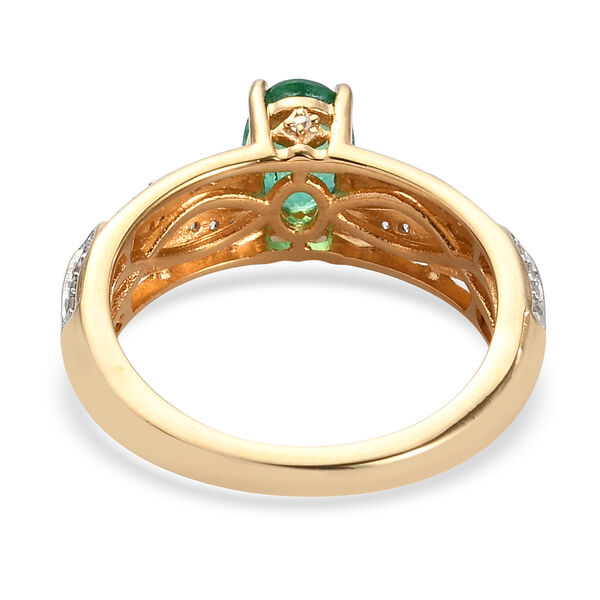 Sambischer Smaragd und Zirkon-Ring, 925 Silber Gelbgold Vermeil  ca. 1,03 ct image number 6