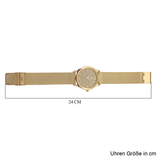 STRADA Stardust Zifferblattuhr mit japanischem Uhrwerk und Gelbfarbenem 316L Edelstahl -Mesh-Armband image number 7