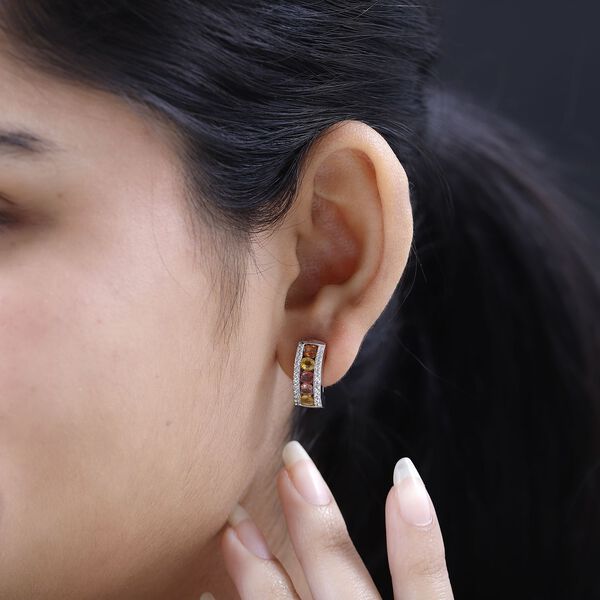 AA Mehrfarbige Saphir, wei&szlig;er Zirkon Ohrringe, 925 Silber platiniert ca. 2.76 ct image number 3