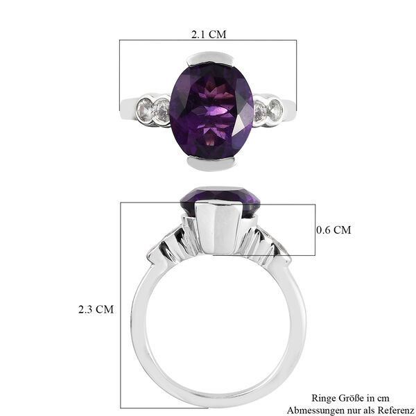 Afrikanischer Amethyst und Zirkon Ring 925 Silber platiniert  ca. 3,75 ct image number 7