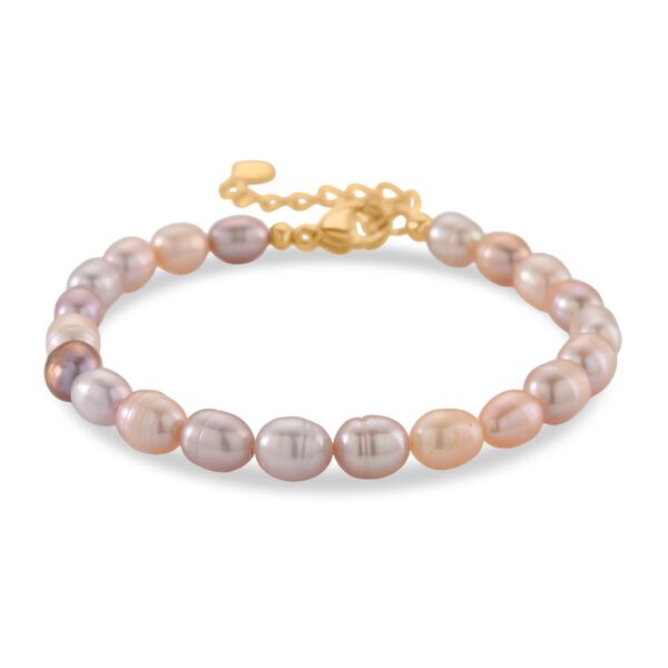 Mehrfarbiges S&uuml;&szlig;wasser Perle Armband in Goldton image number 0