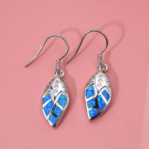 Simulierte blaue Opal und Zirkonia-Ohrringe image number 1