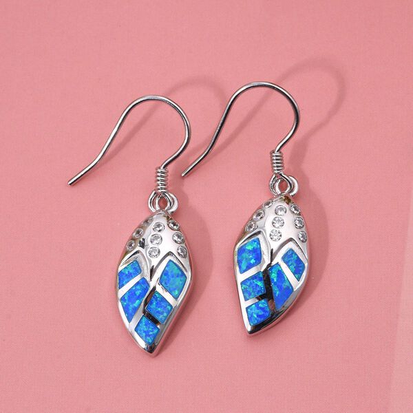 Simulierte blaue Opal und Zirkonia-Ohrringe image number 1