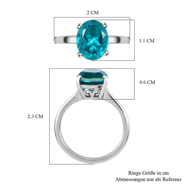 Capri-Blau Triplett Quarz-Ring, 925 Silber platiniert  ca. 2,63 ct image number 7