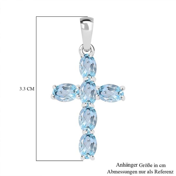 Himmelblauer Topas Kreuz-Anhänger - 3,14 ct. image number 7