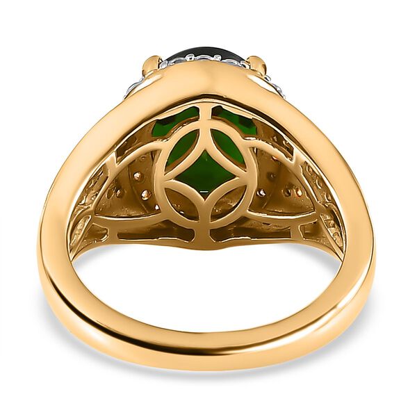 AA Nat&uuml;rlicher Chromdiopsid, Wei&szlig;er Zirkon Ring, 925 Silber Gelbgold Vermeil (Gr&ouml;&szlig;e 18.00), ca. 4.77 ct image number 6