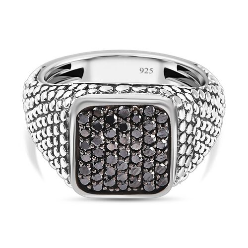 Schwarzer Diamant Ring, 925 Silber Schwarz oxidiert (Größe 18.00) ca. 1.00 ct image number 0