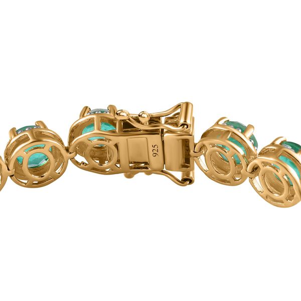 Smaragd-Triplette-Quarz Armband ca. 18 cm 925 Silber Gelbgold Vermeil ca. 21,21 ct. image number 4