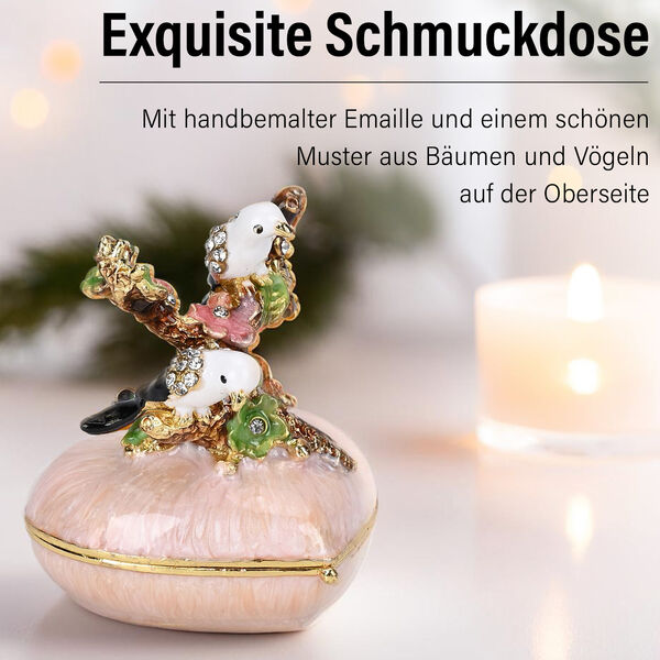 Emaillierte Schmuckbox in Herzform, 5,5x5,5cm, Braun image number 2
