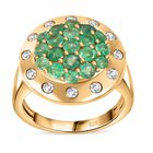 Kagem Sambischer Smaragd Ring 925 Silber Gelbgold Vermeil (Größe 17.00) ca. 2.22 ct image number 3