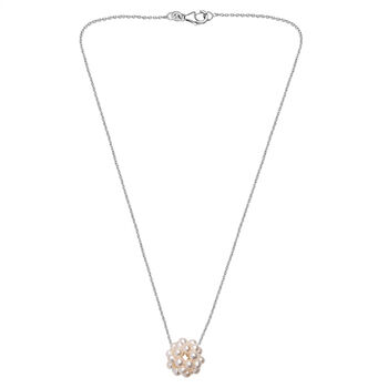 S&uuml;&szlig;wasser Perle Halskette ca. 50 cm 925 Silber rhodiniert