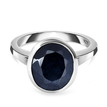 Schwarzer Saphir Ring, 925 Silber platiniert (Gr&ouml;&szlig;e 17.00) ca. 5.84 ct