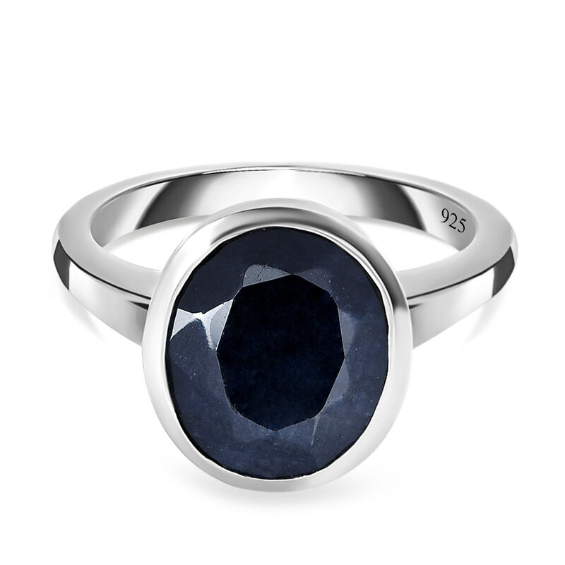 Schwarzer Saphir Ring, 925 Silber platiniert, ca. 5.84 ct image number 0