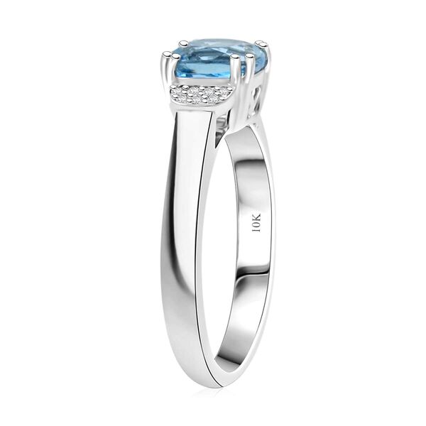 Zertifiziert und geprüft AAA Santamaria Aquamarin und Diamant Ring in 417 Weißgold - 1,55 ct. image number 3