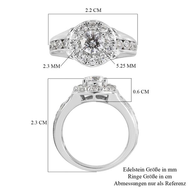 LUSTRO STELLA Hergestellt mit ZIRKONIA Ring 925 Silber Platin-Überzug (Größe 16.00) ca. 2,96 ct image number 7