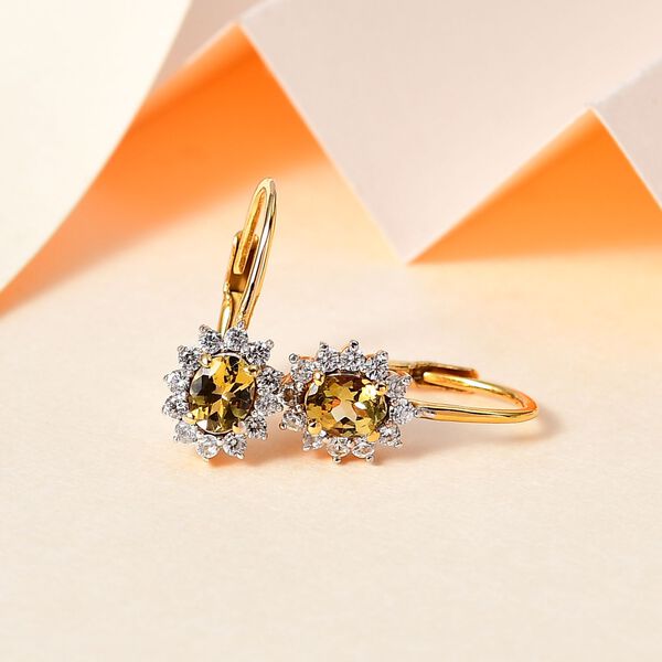 AA nat&uuml;rliche goldene Tansanit und Zirkon-Ohrringe - 1,14 ct. image number 2