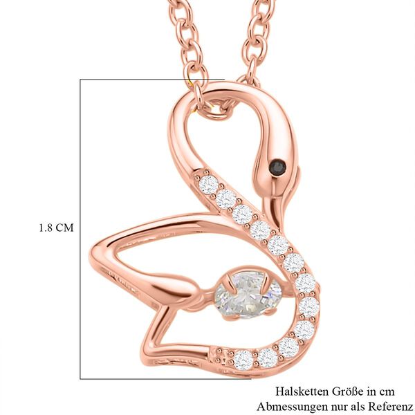 Weißer Zirkonia-Anhänger mit Edelstahl-Kette, 925 Silber rosévergoldet ca. 0,60 ct image number 7